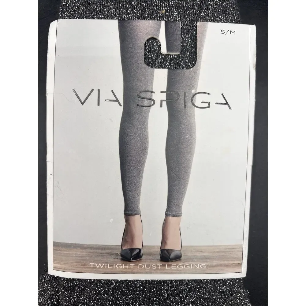 Via Spiga Tights Smoke Gray Size S/M NWT Twilight Dust Pattern New